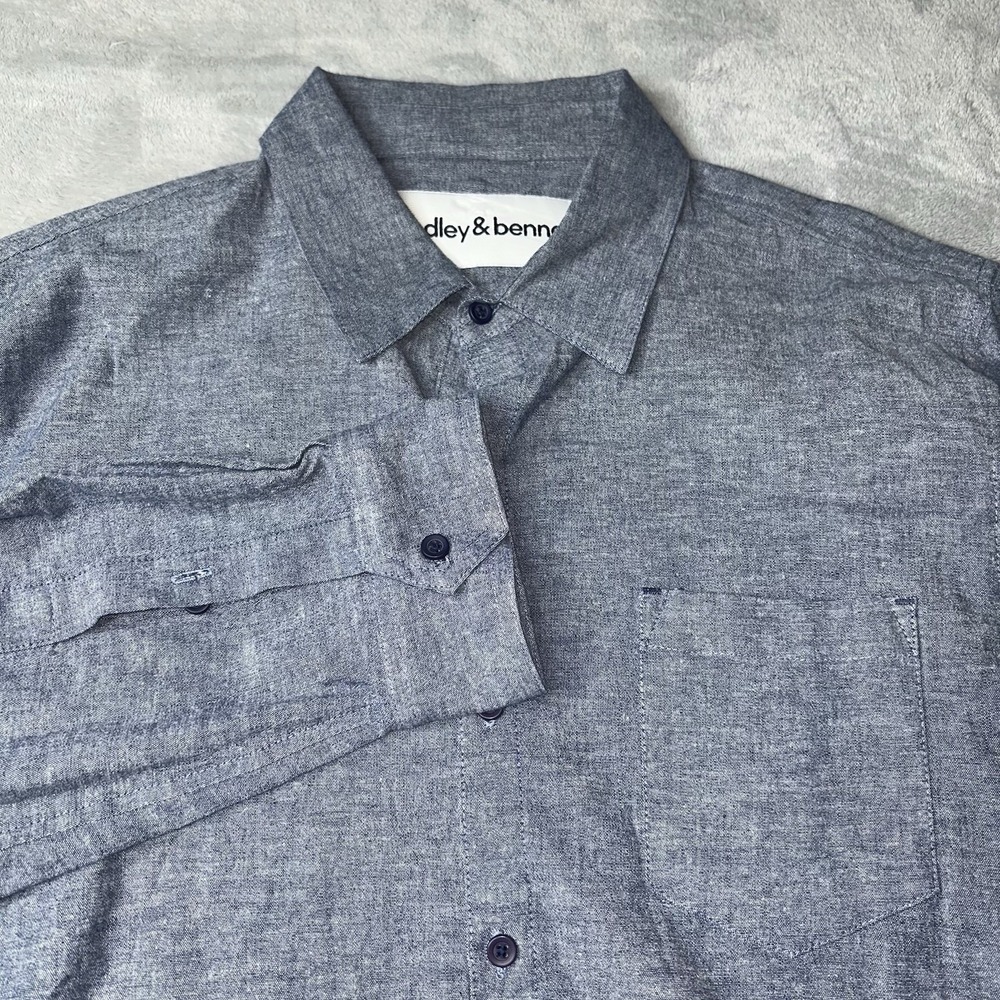 Hedley & Bennett Made In USA Navy Blue Chore Utility Button Shirt Jacket Sz XL